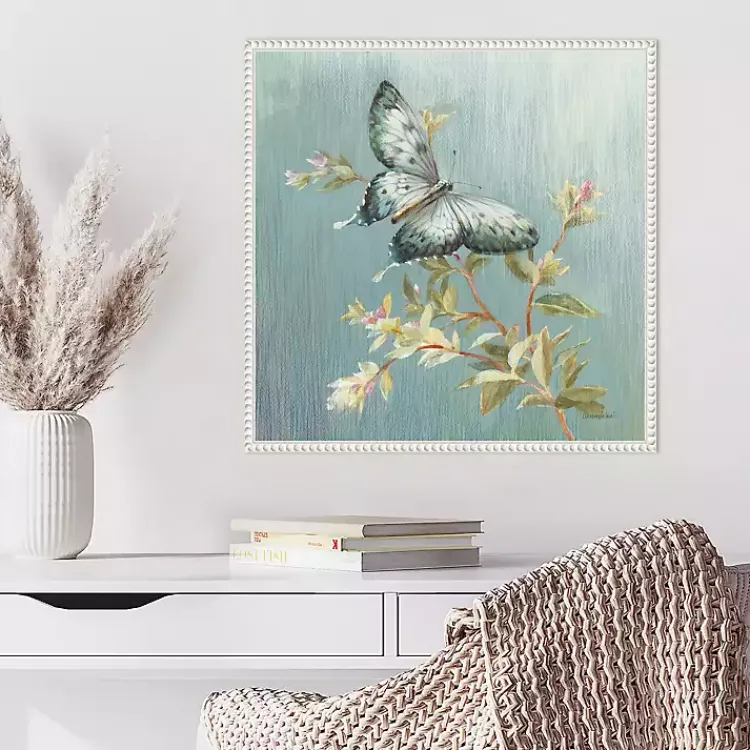 Kirklands Home Blue Butterfly Framed Canvas Art Print Discount