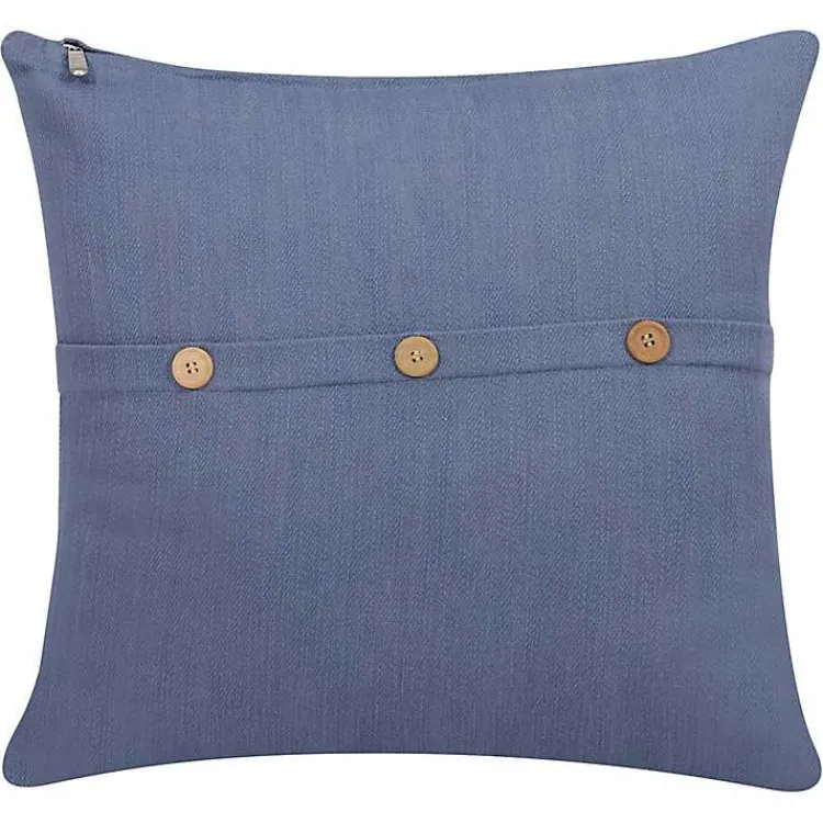 Pillows>Kirklands Home Buttoned Throw Pillow Blue