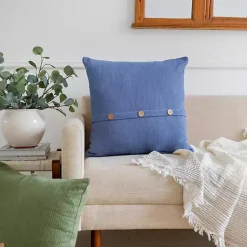 Pillows>Kirklands Home Buttoned Throw Pillow Blue