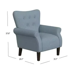 Kirklands Home Button-Tufted Rolled Arm Accent Chair Blue