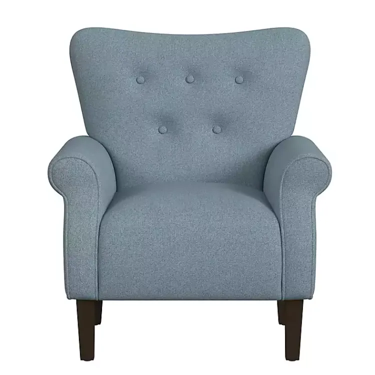 Kirklands Home Button-Tufted Rolled Arm Accent Chair Blue