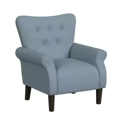 Kirklands Home Button-Tufted Rolled Arm Accent Chair Blue