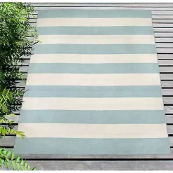 Kirklands Home Blue Cabana Stripe Indoor/Outdoor Area Rug, 7x9 Hot