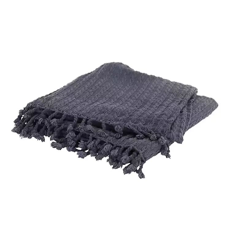 Blankets & Throws>Kirklands Home Cable Knit Tassel Throw Blue