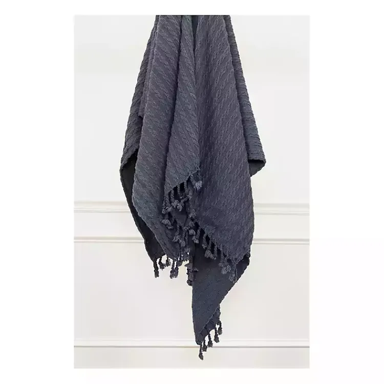 Blankets & Throws>Kirklands Home Cable Knit Tassel Throw Blue