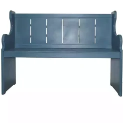 Kirklands Home Carved Wood Pew Bench Blue Hot