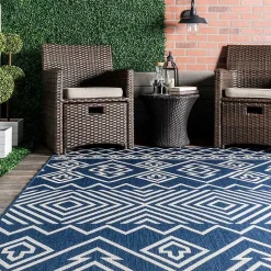Kirklands Home Blue Cassie Global Outdoor Area Rug, 5x8