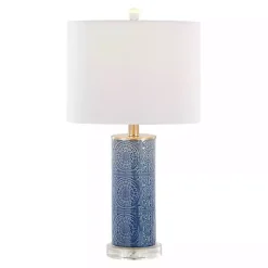 Kirklands Home Blue Ceramic Embossed Spiro Table Lamp White Discount