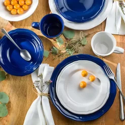 Kirklands Home Ceramic Soft Scallop 16-pc. Dinnerware Set Blue New