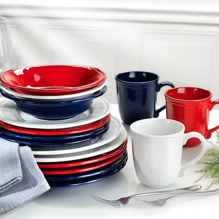 Kirklands Home Ceramic Soft Scallop 16-pc. Dinnerware Set Blue New