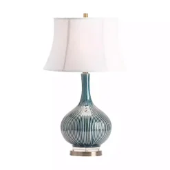 Kirklands Home Blue Ceramic Stripe Base Table Lamp White Best