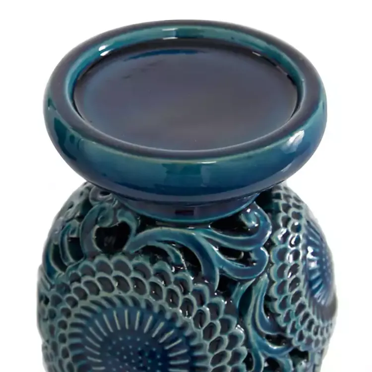 Candle Holders>Kirklands Home Ceramic Tiered Base Candle Holders, Set of 2 Blue