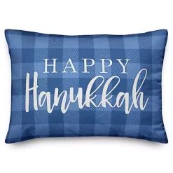 Hanukkah Decorations>Kirklands Home Blue Check Happy Hanukkah Accent Pillow