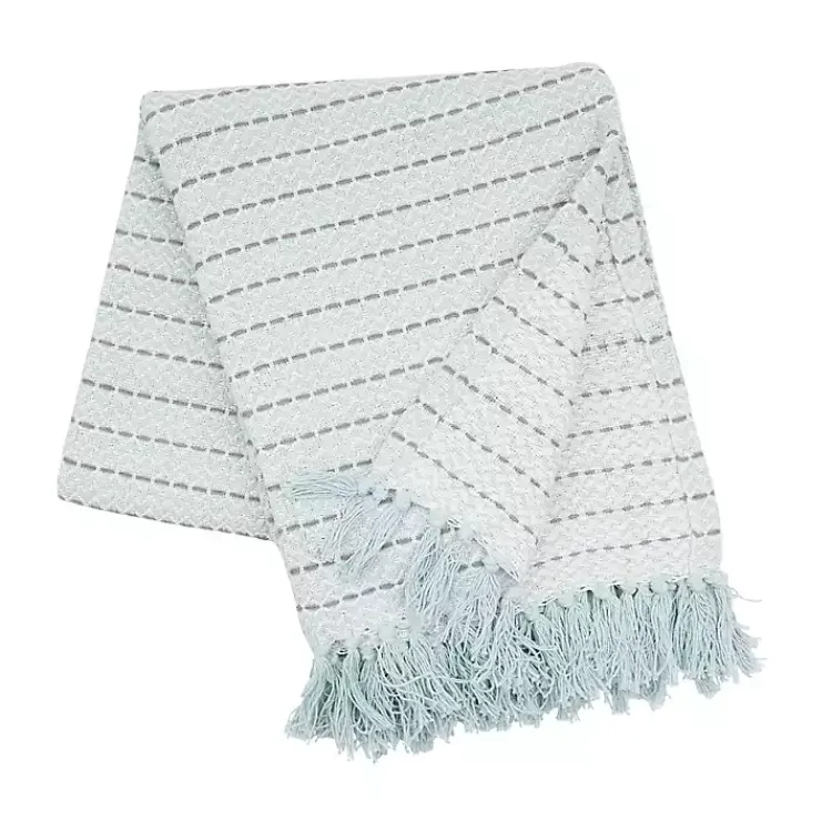 Blankets & Throws>Kirklands Home Chevron and Dash Throw Blue