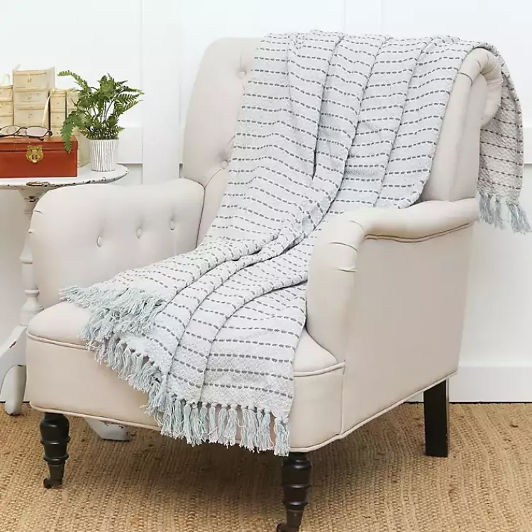 Blankets & Throws>Kirklands Home Chevron and Dash Throw Blue