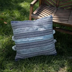 Kirklands Home Chevron Woven Outdoor Pillow Blue Discount