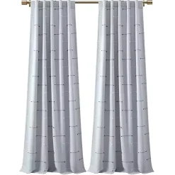 Kirklands Home Clipped Stripe Curtain Panel Set, 84 in. Blue Best