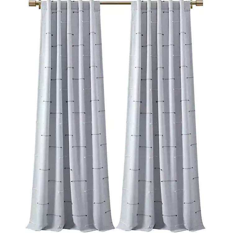 Kirklands Home Clipped Stripe Curtain Panel Set, 84 in. Blue Best