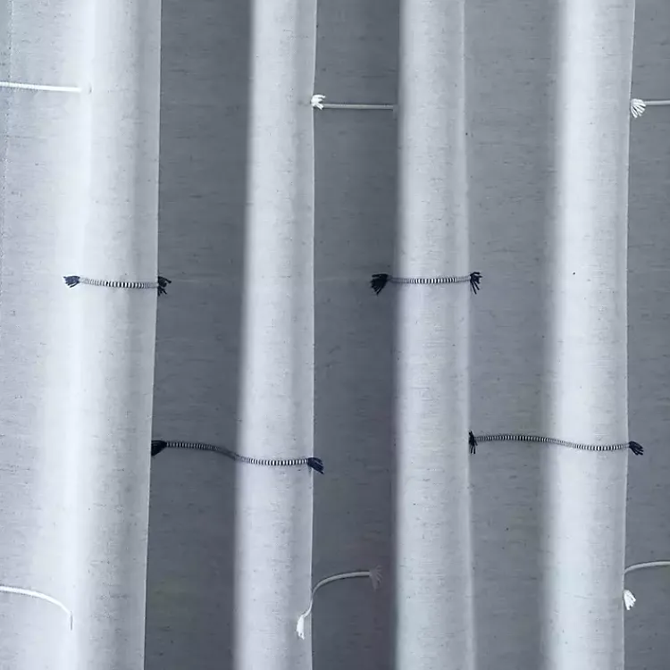 Kirklands Home Clipped Stripe Curtain Panel Set, 84 in. Blue Best