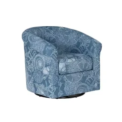 Kirklands Home Coastal Bonnie Swivel Accent Chair Blue Clearance