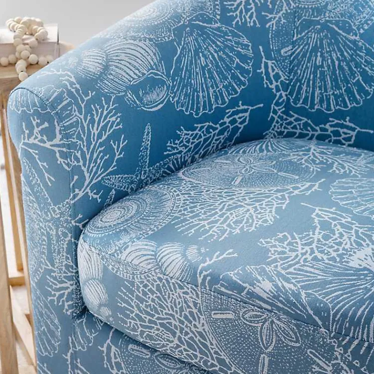 Kirklands Home Coastal Bonnie Swivel Accent Chair Blue Clearance