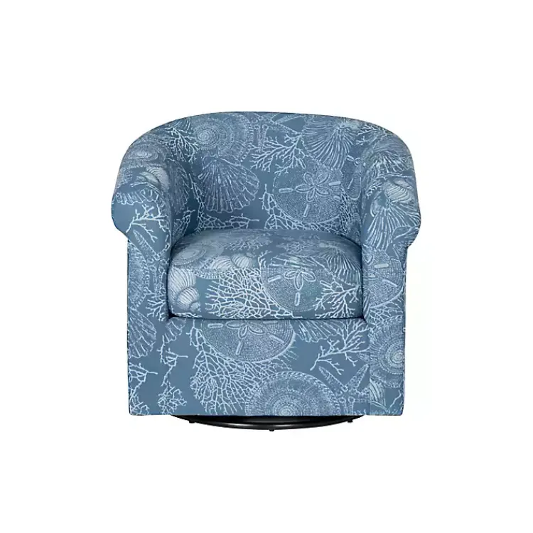 Kirklands Home Coastal Bonnie Swivel Accent Chair Blue Clearance