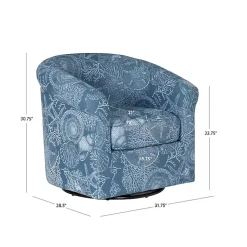 Kirklands Home Coastal Bonnie Swivel Accent Chair Blue Clearance