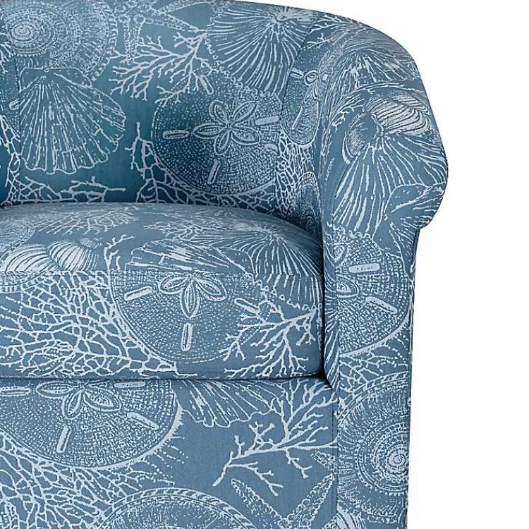 Kirklands Home Coastal Bonnie Swivel Accent Chair Blue Clearance