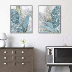 Kirklands Home Blue Coastal Leaves I & II Canvas Prints, Set of 2