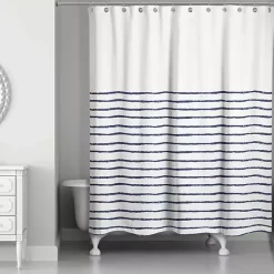 Kirklands Home Blue Colorblock Striped Shower Curtain Sale
