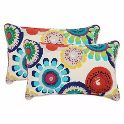 Kirklands Home Blue Confetti Outdoor Lumbar Pillows, Set of 2 Hot