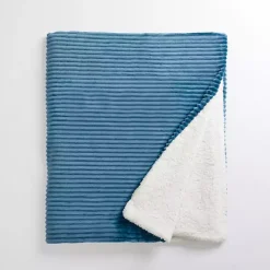 Blankets & Throws>Kirklands Home Corduroy Sherpa Throw Blue