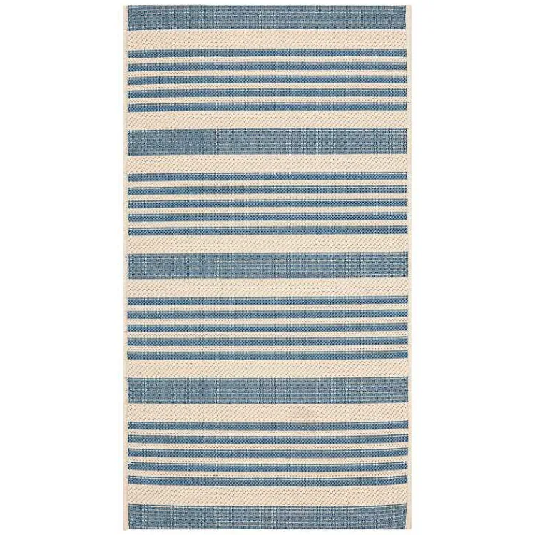 Kirklands Home Courcy Transitional Outdoor Accent Rug Blue Hot