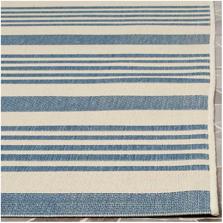 Kirklands Home Courcy Transitional Outdoor Accent Rug Blue Hot