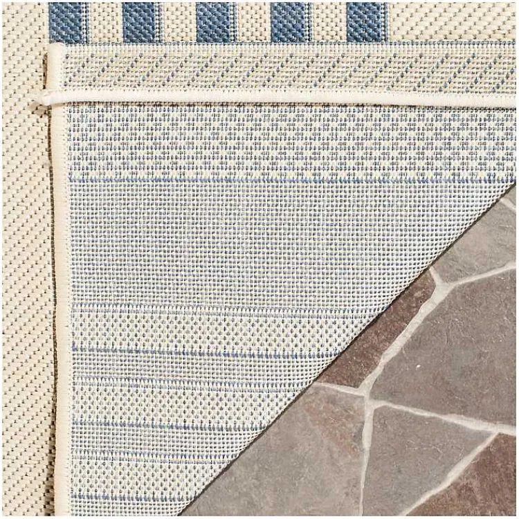 Kirklands Home Courcy Transitional Outdoor Accent Rug Blue Hot