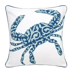 Pillows>Kirklands Home Blue Crab Embellished Pillow