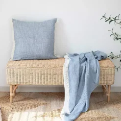 Blankets & Throws>Kirklands Home Crinkled Cotton Fringe Throw Blue
