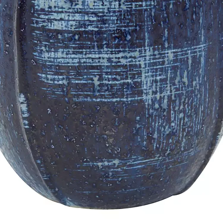 Vases>Kirklands Home Crosshatch Double Handle Ceramic Vase, 9 in. Blue