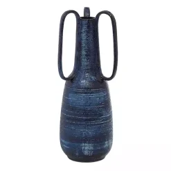Vases>Kirklands Home Crosshatch Triple Handle Ceramic Vase, 17 in. Blue
