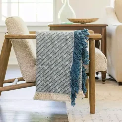 Blankets & Throws>Kirklands Home Cross-Stitch Woven Throw Blue