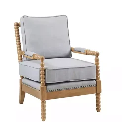 Kirklands Home Cushion Beaded Wood Frame Accent Chair Blue Sale