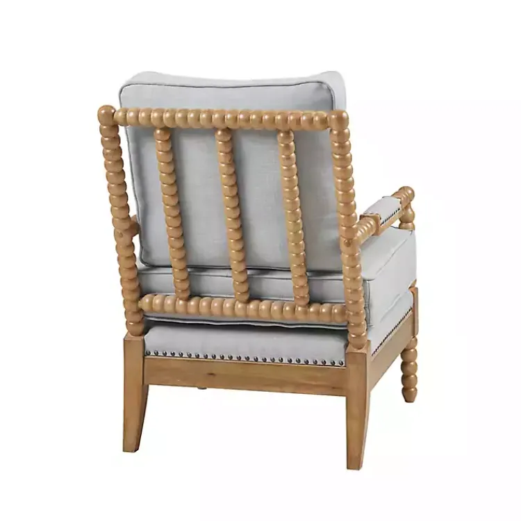 Kirklands Home Cushion Beaded Wood Frame Accent Chair Blue Sale