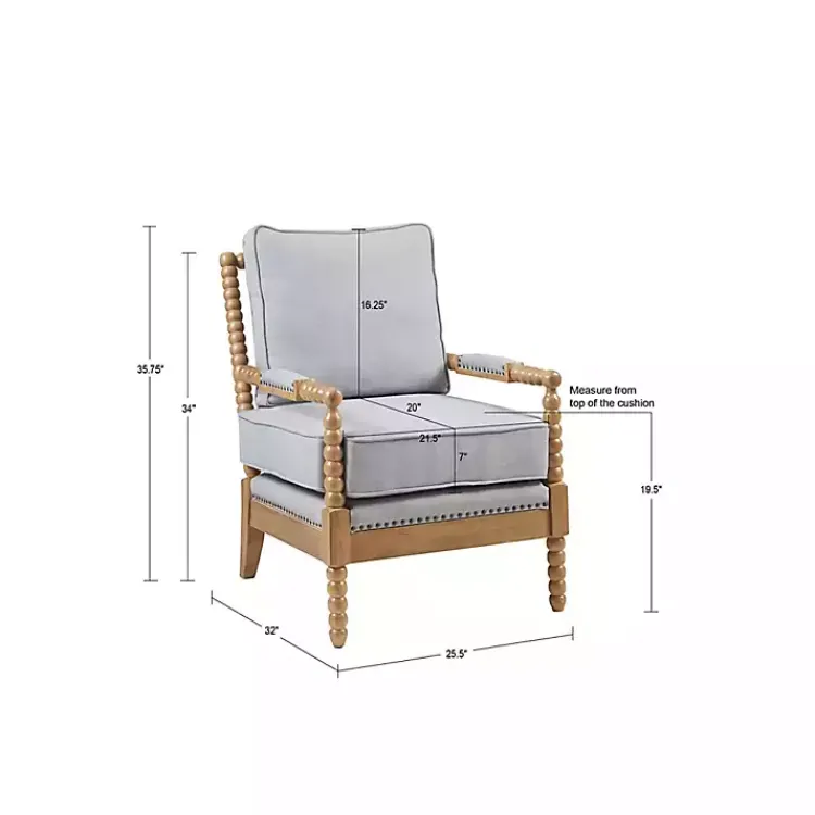 Kirklands Home Cushion Beaded Wood Frame Accent Chair Blue Sale