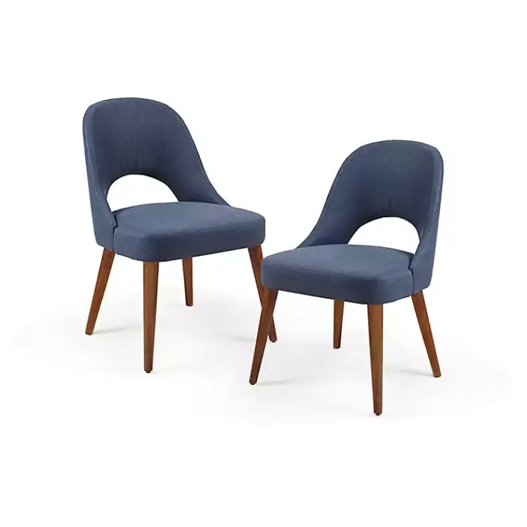 Kirklands Home Cut-Out Pecan Wood Dining Chairs, Set of 2 Blue Online