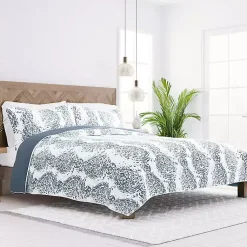 Kirklands Home Blue Damask Reversible 2-pc. Twin Quilt Set Clearance
