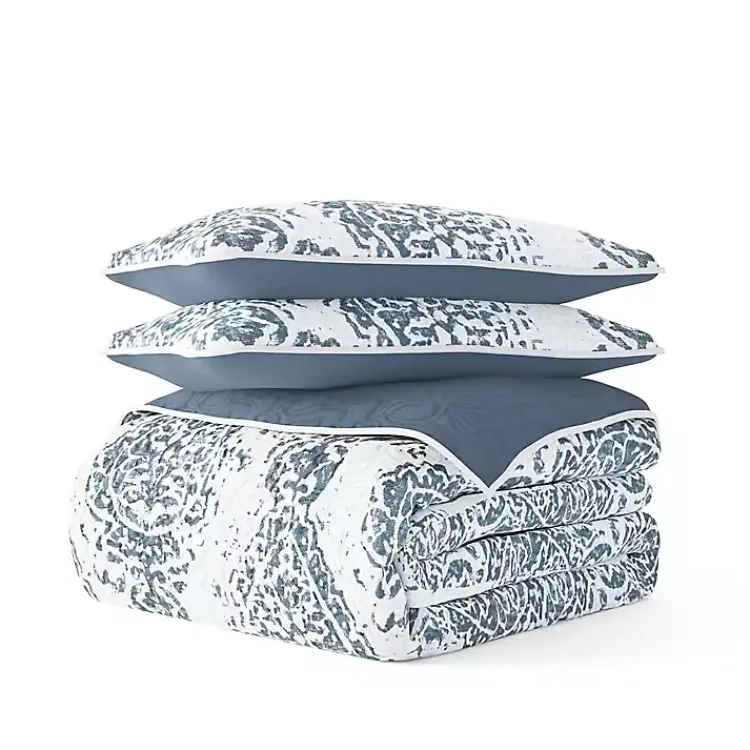 Kirklands Home Blue Damask Reversible 2-pc. Twin Quilt Set Clearance