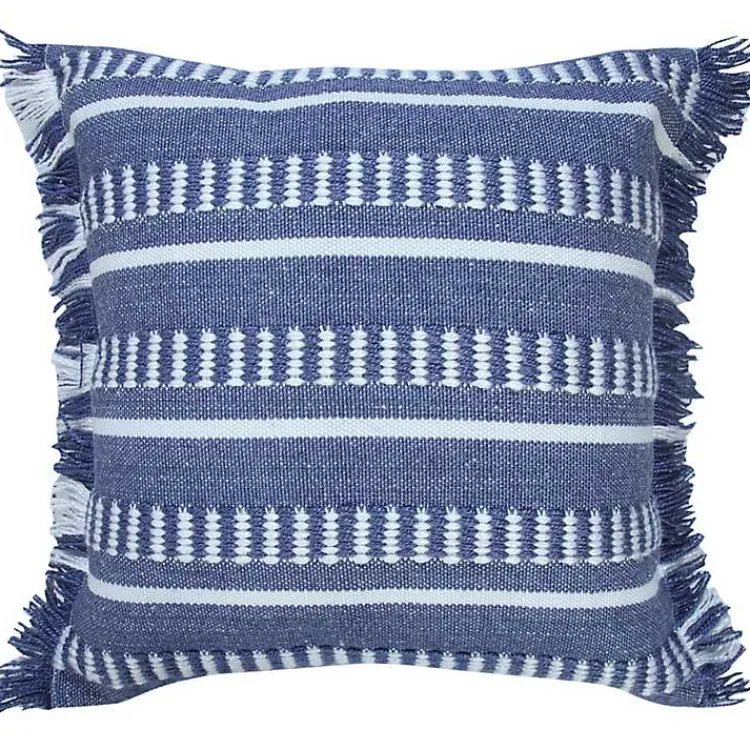 Pillows>Kirklands Home Blue Dash Stripe Indoor/Outdoor Pillow