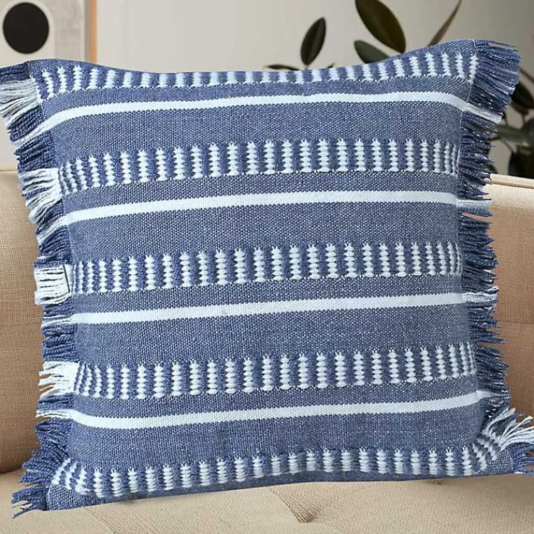 Pillows>Kirklands Home Blue Dash Stripe Indoor/Outdoor Pillow