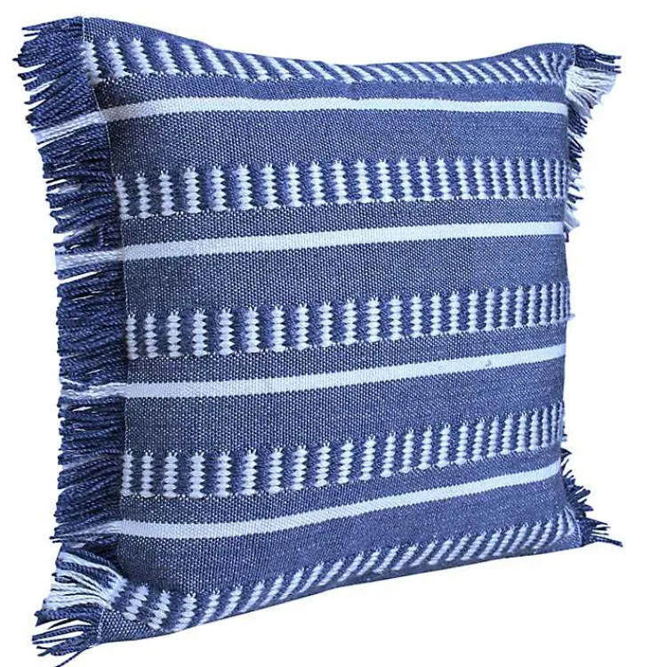 Pillows>Kirklands Home Blue Dash Stripe Indoor/Outdoor Pillow