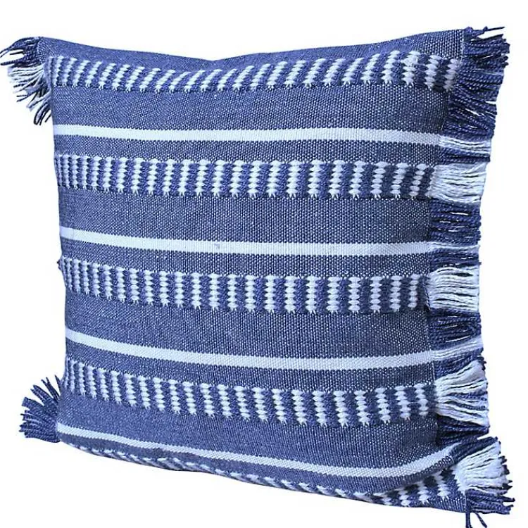 Pillows>Kirklands Home Blue Dash Stripe Indoor/Outdoor Pillow
